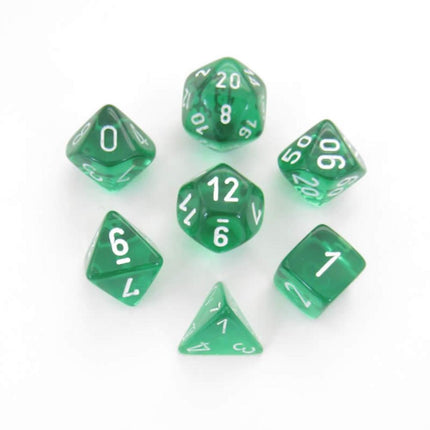 Polyhedral Dice - 7D Translucent Green/white