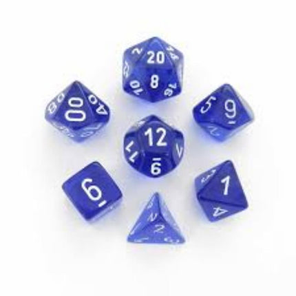 Polyhedral Dice - 7D Translucent Blue/white
