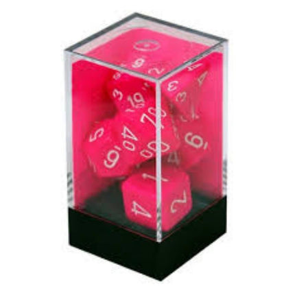 Polyhedral Dice - 7D Opaque Pink/white