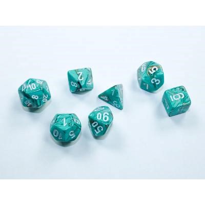 Marble Oxi-Copper/white Mini-Polyhedral 7-Die Set