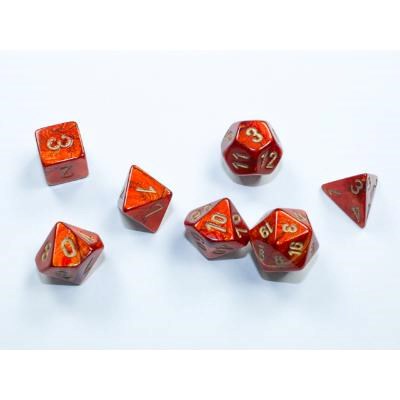 Scarab Scarlet/gold Mini-Polyhedral 7-Die Set