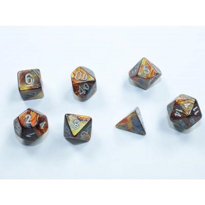 Lustrous Gold/silver Mini-Polyhedral 7-Die Set