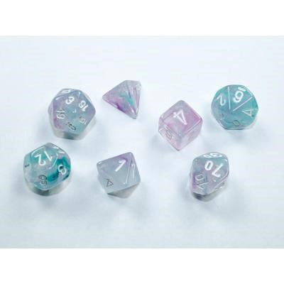 Nebula Wisteria/white Mini-Polyhedral 7-Die Set