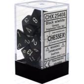 Polyhedral Dice - 7D Opaque Black /White Set
