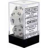 Polyhedral Dice - 7D Frosted Clear /Black Set