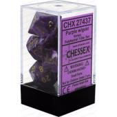 Polyhedral Dice - 7D Vortex Purple /Gold Set