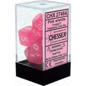 Polyhedral Dice - 7D Frosted Pink /White Set