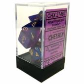 Polyhedral Dice - 7D Borealis Luminary Royal Purple /Gold Set