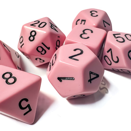 Polyhedral Dice - 7D Opaque Pastel Pink/black