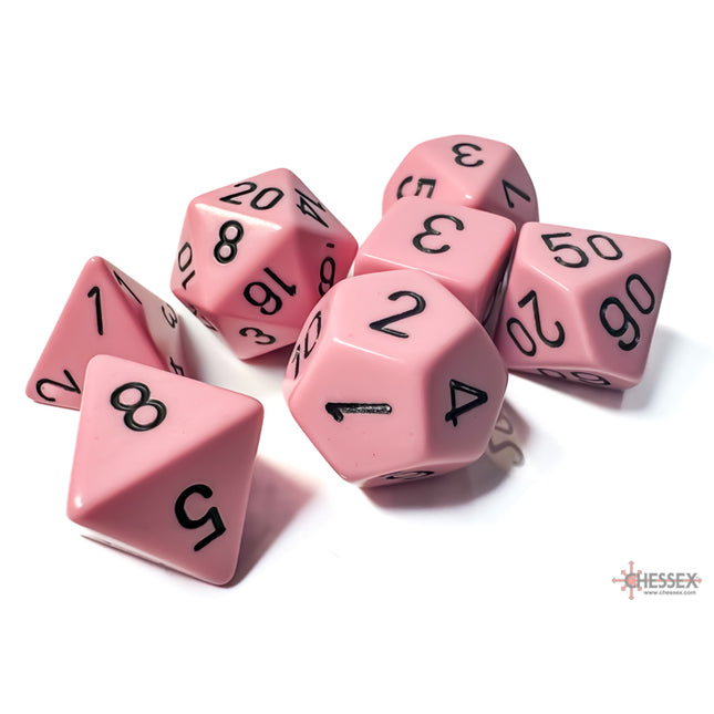 Polyhedral Dice - 7D Opaque Pastel Pink/black