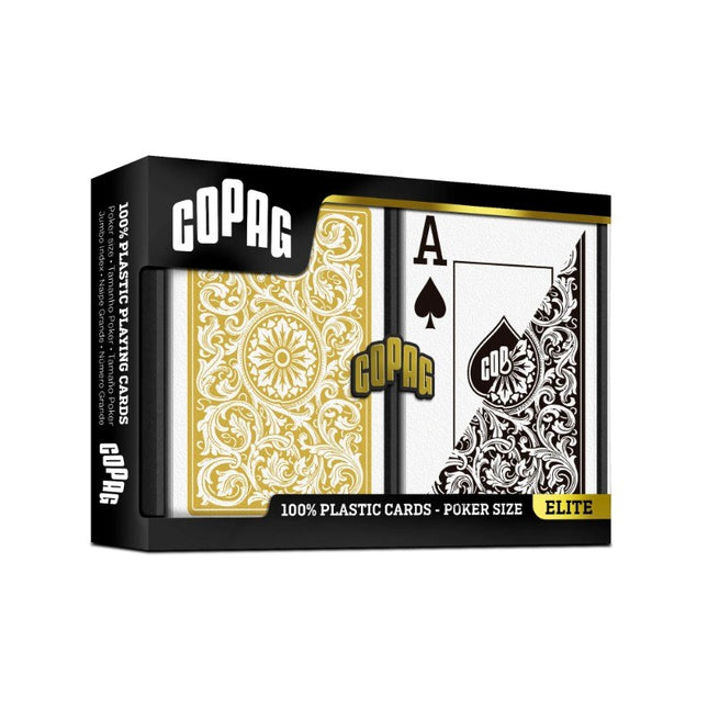 Copag Playing Cards - 1546 Poker Size Jumbo Index Black/Gold Double Deck Set (Plastic)