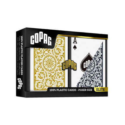 Copag Playing Cards - 1546 Poker Size Regular Index Black/Gold Double Deck Set (Plastic)