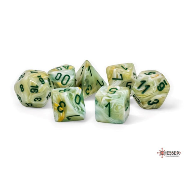 Mega-hedral Dice - 7D Marble Green/Dark Green Set