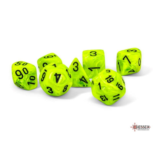 Mega-hedral Dice - 7D Vortex Bright Green/Black Set