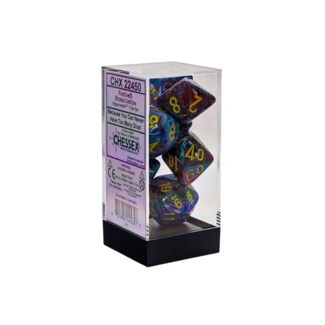 Mega-hedral Dice - 7D Festive Mosaic/Yellow Set
