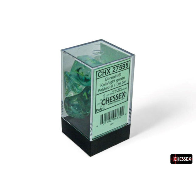 Polyhedral Dice - 7D Borealis Kelp/Light green Luminary Set