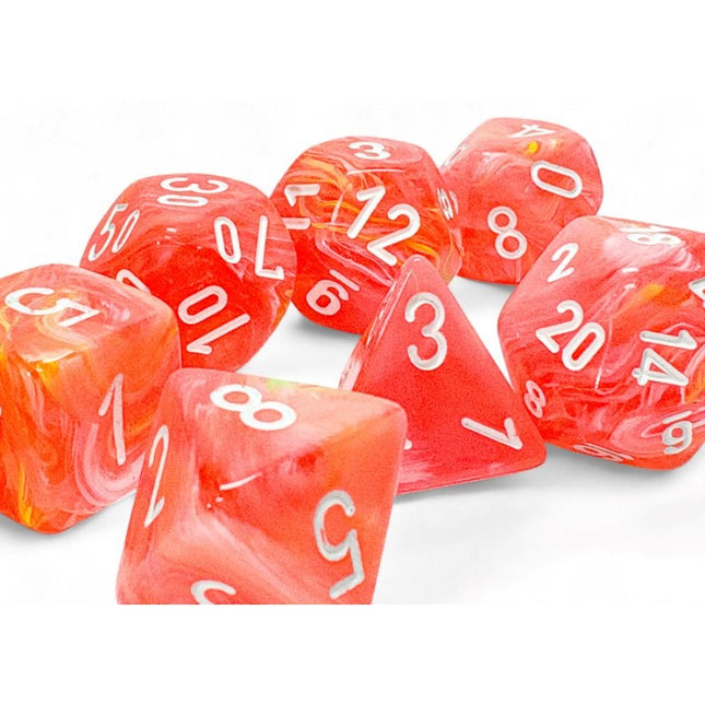 Mega-hedral Dice - 7D Festive Dahlia/White Luminary Set