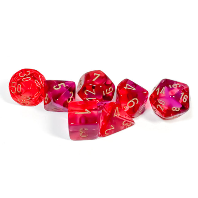 Polyhedral Dice - 7D Gemini Luminary Translucent Red-Violet/Gold