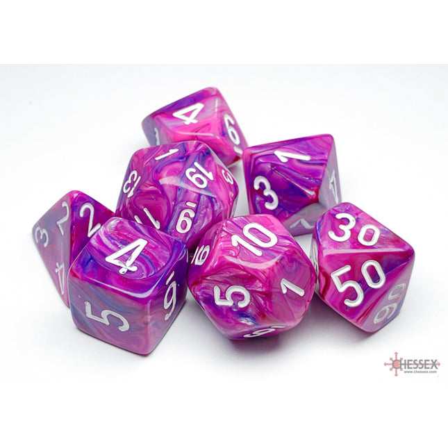 Polyhedral Dice - 7D Violet /White Set