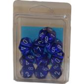 Polyhedral Dice - 10D10 Translucent Blue /White
