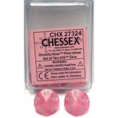 Polyhedral Dice - 10D10 Ghostly Glow Pink/silver