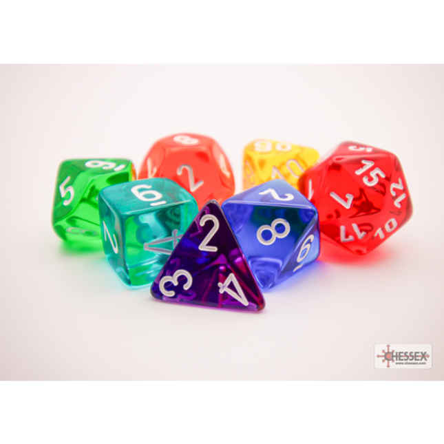 Polyhedral Dice - 7D Prism Translucent GM & Beginner Player Polyhedral Set