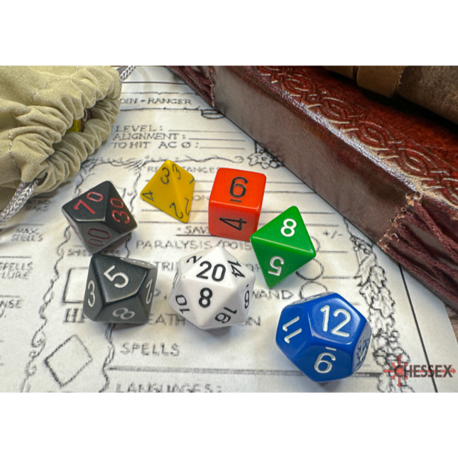 Polyhedral Dice - 7D Nostalgia Opaque GM & Beginner Player Polyhedral Set