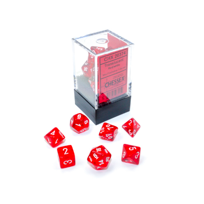 Mini Polyhedral Dice - 7D Trans Red/White Set 2021