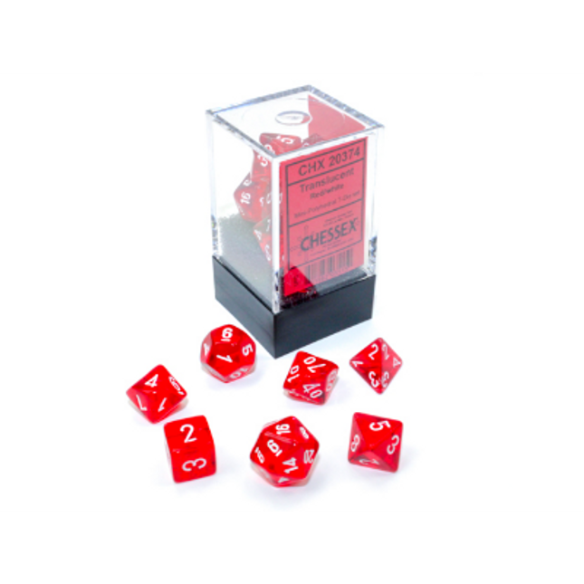 Mini Polyhedral Dice - 7D Trans Red/White Set 2021