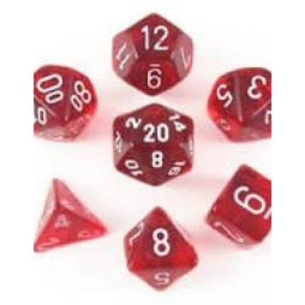Polyhedral Dice - 7D Translucent Red/white