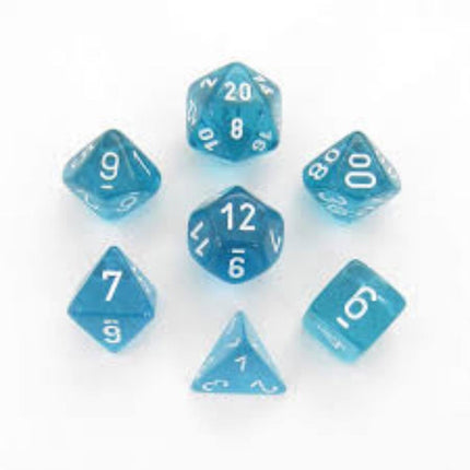 Polyhedral Dice - 7D Translucent Teal/white