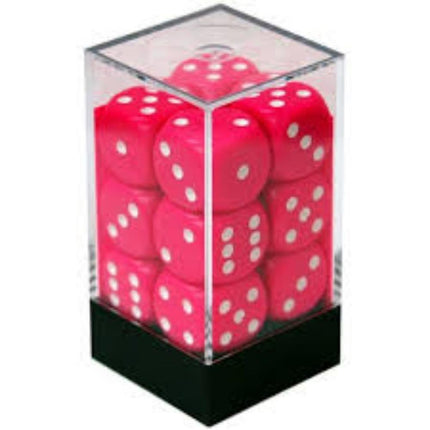 Polyhedral Dice - 12D6 Opaque Pink/white