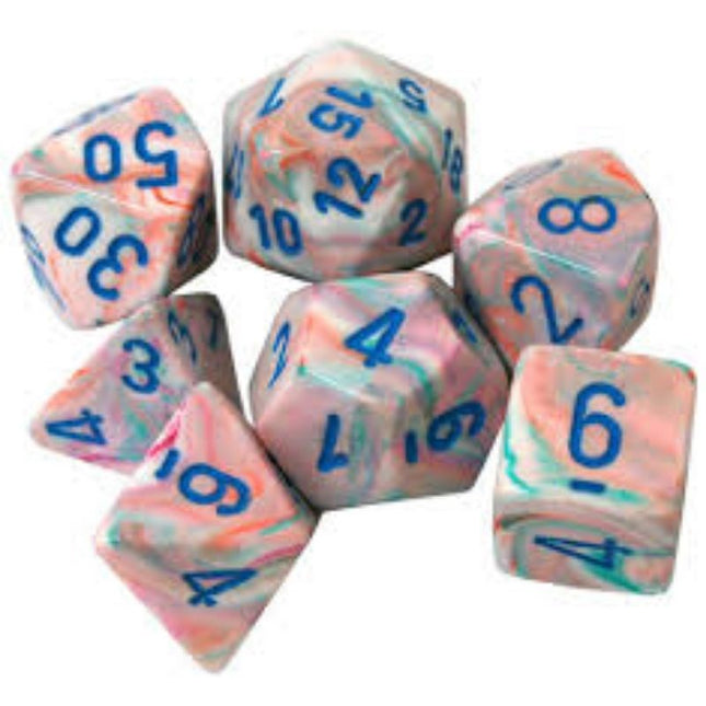 Polyhedral Dice - 7D Festive Pop Art / Blue Set