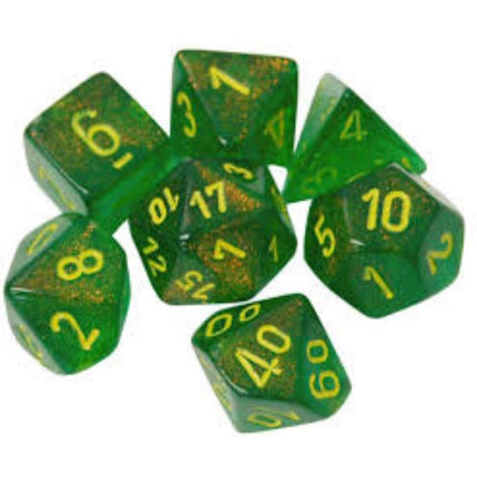 Polyhedral Dice - 7D Borealis Maple Green / Yellow Set