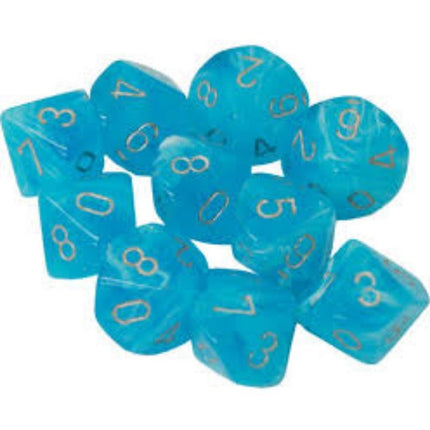Polyhedral Dice - 7D Luminary Sky / Silver Set