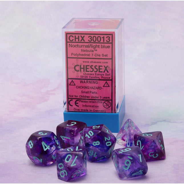 Polyhedral Dice - 7D Nebula Nocturnal / Blue Set