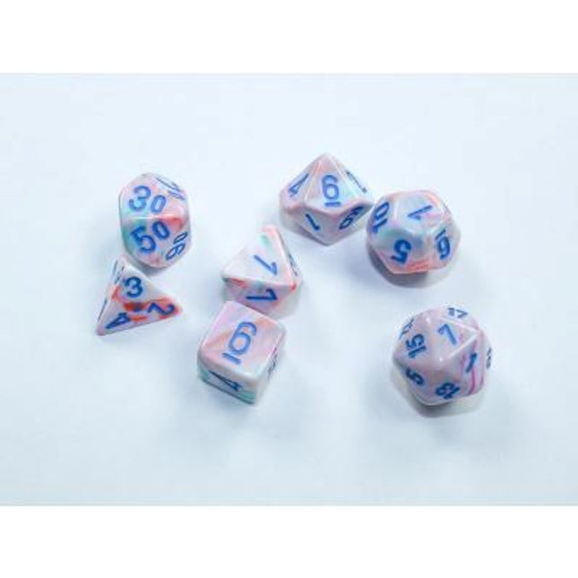 Festive Pop Art/blue Mini-Polyhedral 7-Die Set