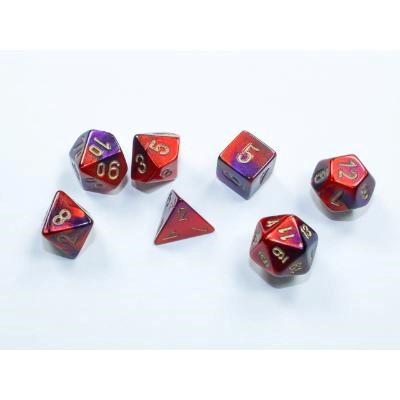 Gemini Purple-Red/gold Mini-Polyhedral 7-Die Set