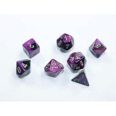 Gemini Black-Purple/gold Mini-Polyhedral 7-Die Set