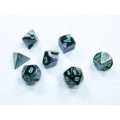 Gemini Black-Grey/green Mini-Polyhedral 7-Die Set