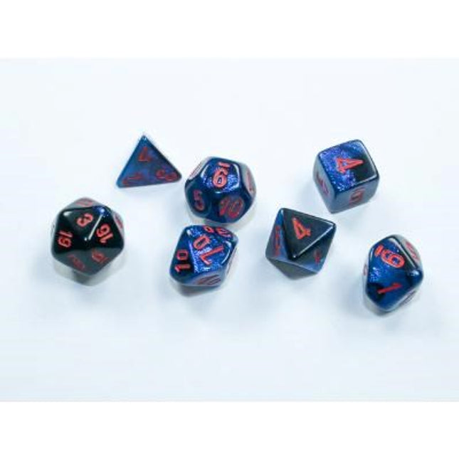 Gemini Black-Starlight/red Mini-Polyhedral 7-Die Set