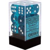 Dot Dice - 16mm - 12D6 Translucent Teal With White