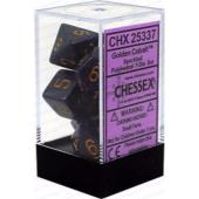 Polyhedral Dice - 7D Speckled Golden Cobalt Set