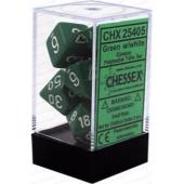 Polyhedral Dice - 7D Opaque Green/White Set