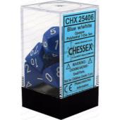 Polyhedral Dice - 7D Opaque Blue /White Set