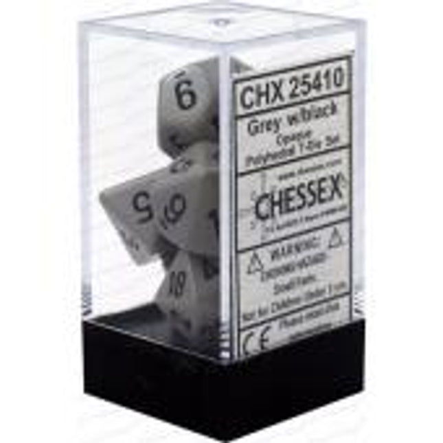 Polyhedral Dice - 7D Opaque Grey/Black Set