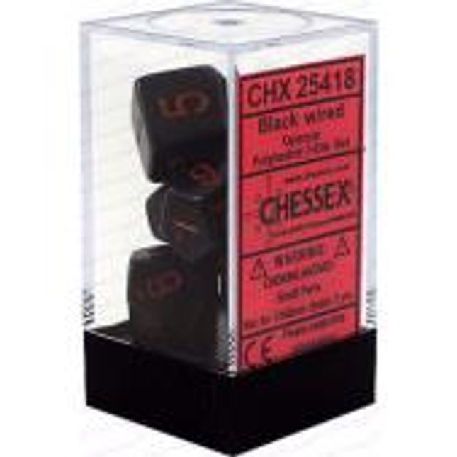 Polyhedral Dice - 7D Opaque Black /Red Set