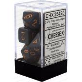 Polyhedral Dice - 7D Opaque Dark Grey/Copper Set