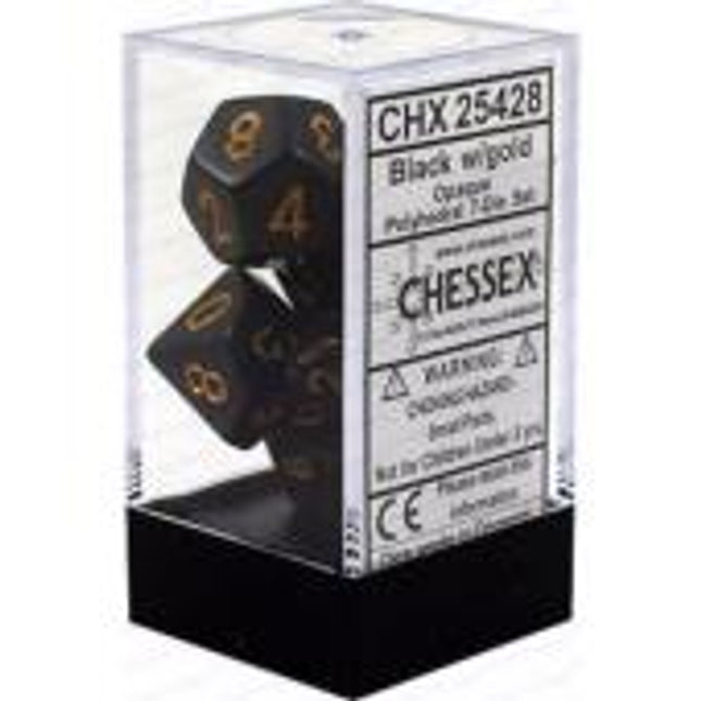 Polyhedral Dice - 7D Opaque Black /Gold Set