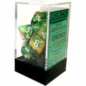 Polyhedral Dice - 7D Gemini Gold Green /White Set